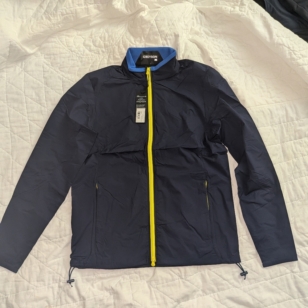 Greyson Golf Jacket Trailwolf Medium Maltese Blue Nylon Spandex NWT MSRP $188